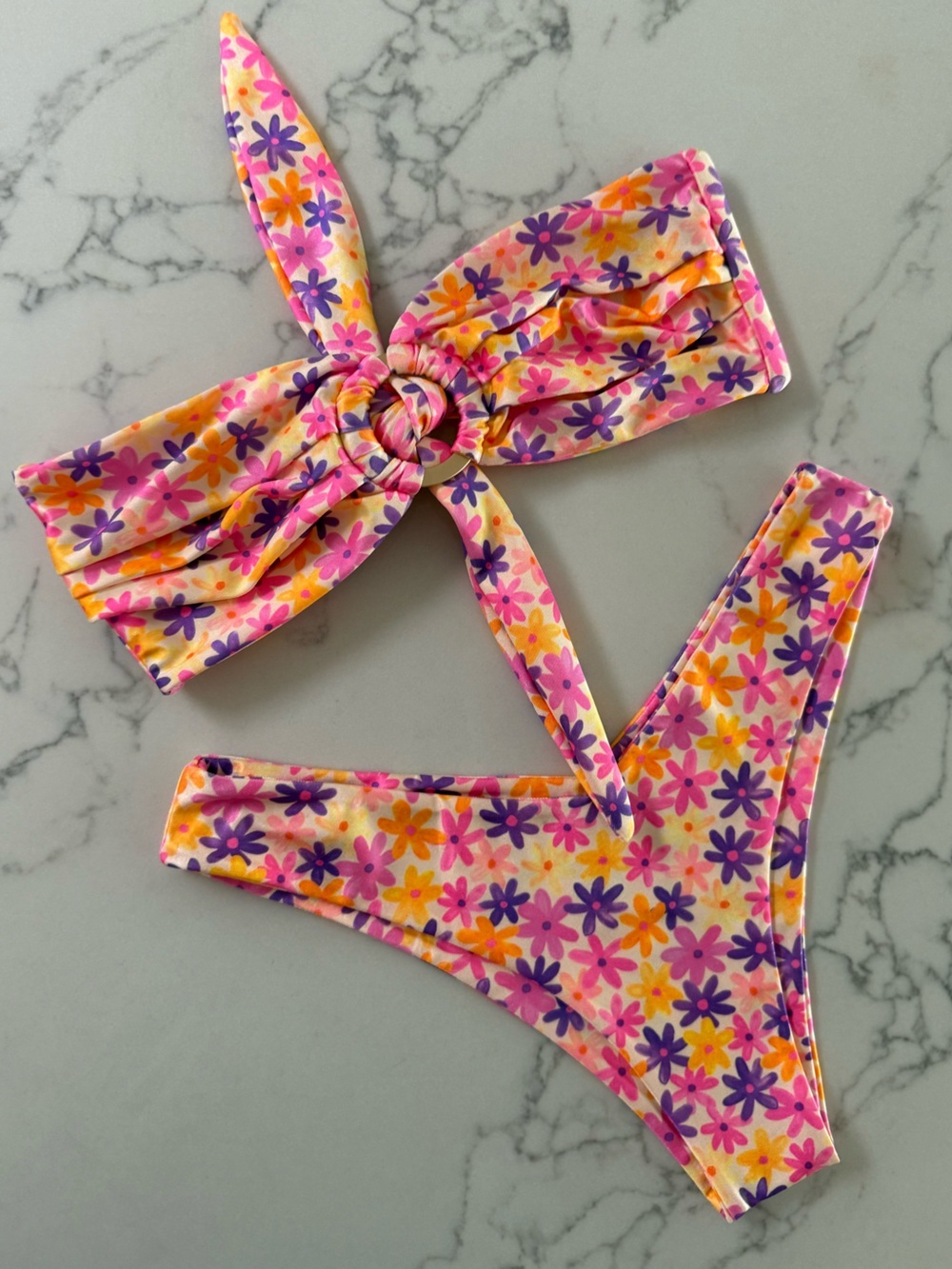 Kulani Kinis Bandeau & Cheeky V Bikini SET - Daisy Dreamer - Size Small